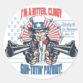 Adesivo Redondo Amortecedor, Clingy Gun-Toting Patriot Tio Sam Gea
