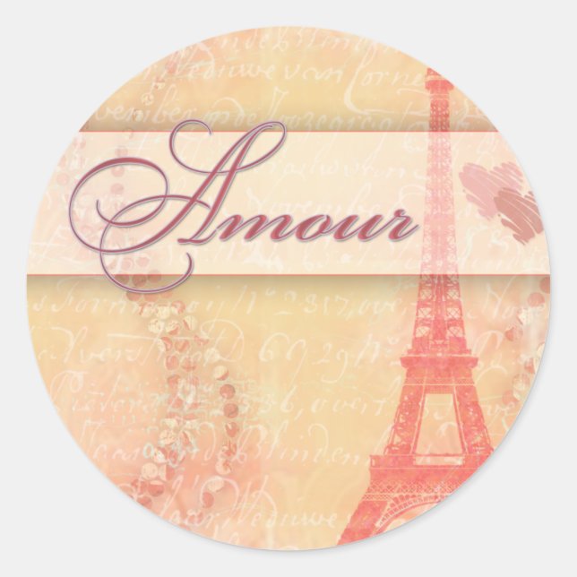 Adesivo Redondo Amour em Paris (Frente)
