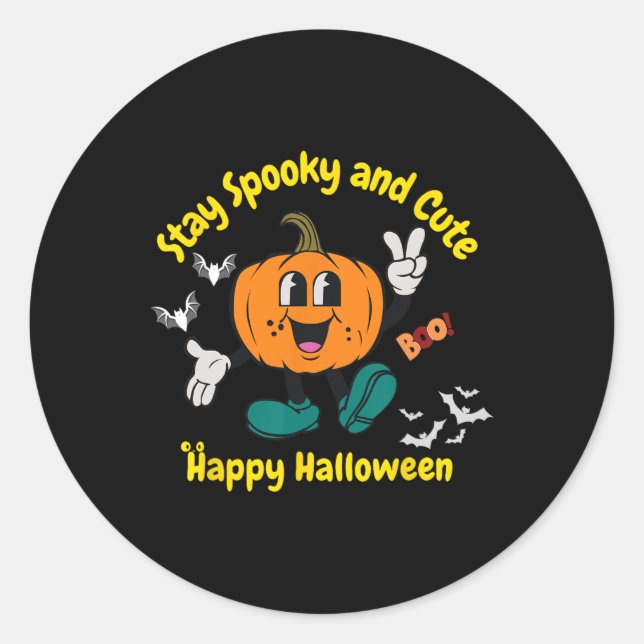 Adesivo Redondo &amp; Abóbora de Halloween (Frente)