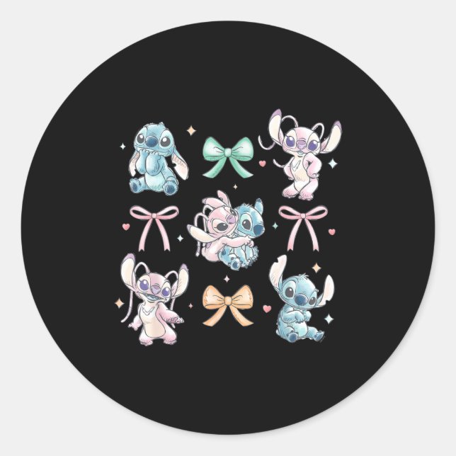 Adesivo Redondo &amp; Angel Coquette Style Bows Valentine's Day  (Frente)