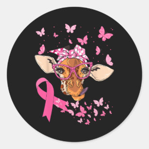 Adesivo Redondo & Consciência do Cancer de Fita Rosa Bandana