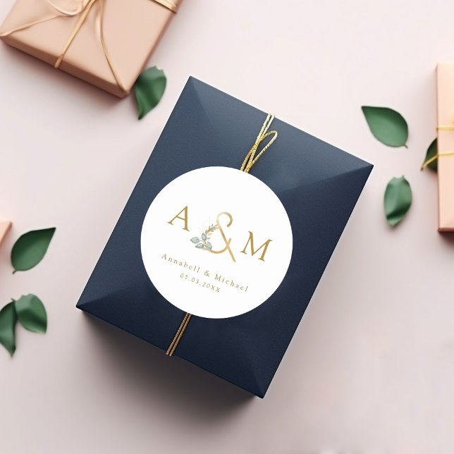 Adesivo Redondo Ampersand de eucalipto moderno e elegante design d (Criador carregado)