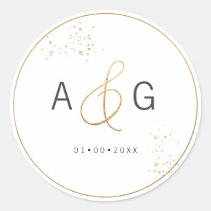 Adesivo Redondo Ampersand Dourada do Faux Minimalista do PixDezine