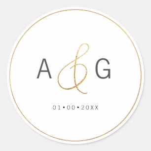 Adesivo Redondo Ampersand Dourada do Faux Minimalista do PixDezine