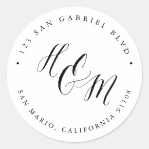 Adesivo Redondo Ampersand Monograma Caligrafia Preta + Branco
