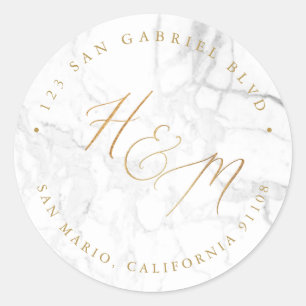 Adesivo Redondo Ampersand Monograma Calliografia Faux Dourada Marb