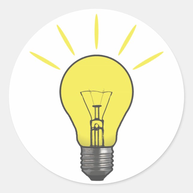 Adesivo Redondo Ampola da ideia brilhante (Frente)