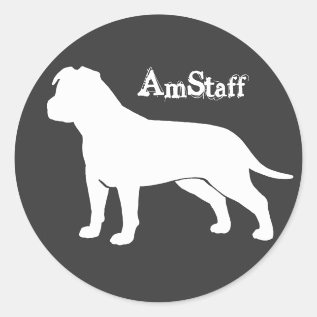 Adesivo Redondo AmStaff com orelhas caídas (Frente)