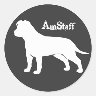 Adesivo Redondo AmStaff com orelhas caídas