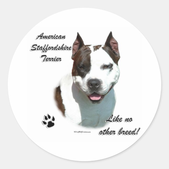 Adesivo Redondo AmStaff Como Nenhuma Outra Raça - Sticker (Frente)