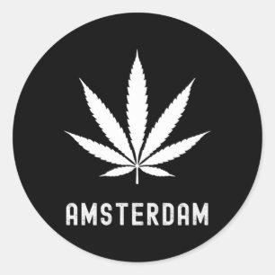 Adesivo Redondo Amsterdã Maconheiro Folha de Maconha Viagem Férias