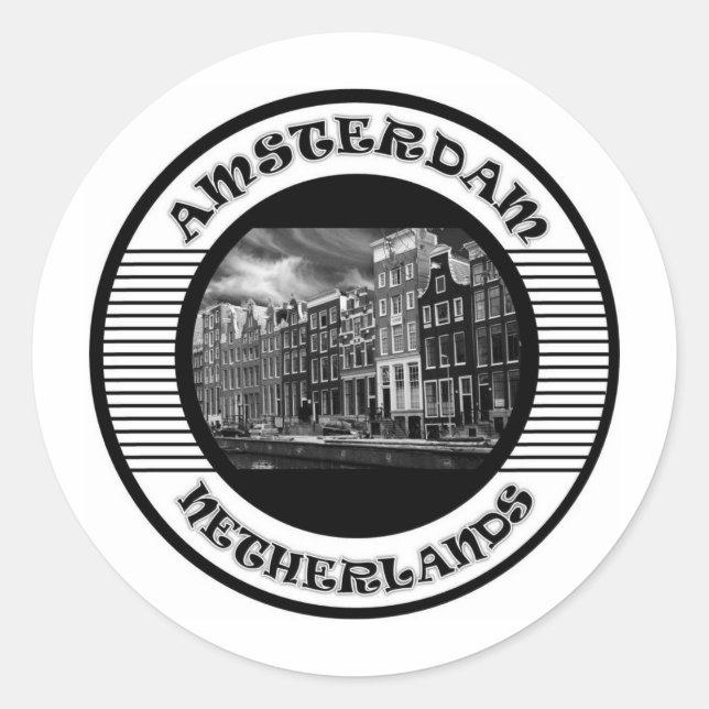 ADESIVO REDONDO AMSTERDAM BLACK AND WHITE (Frente)