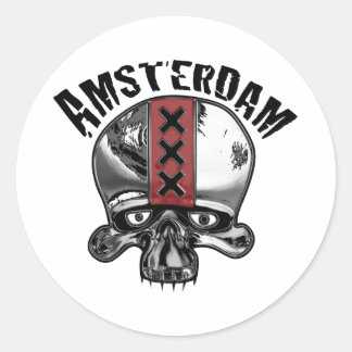 Adesivo Redondo Amsterdam Skull 2 Chrome