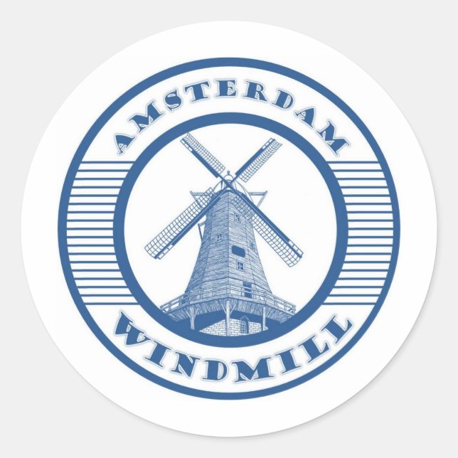 ADESIVO REDONDO AMSTERDAM WINDMILL AZUL (Frente)
