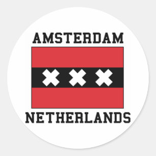 Adesivo Redondo Amsterdão Países Baixos