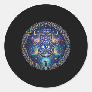 Adesivo Redondo Amuleto de Olhos Maus Proteção Estética Yoga Hamsa