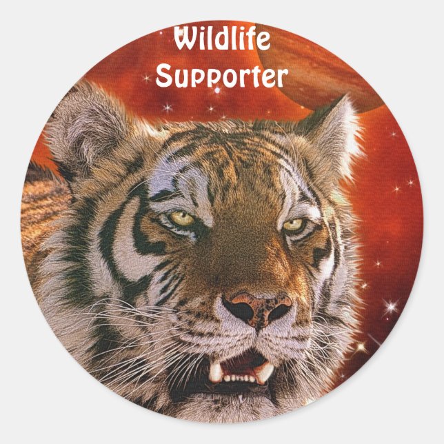 Adesivo Redondo Amur Tiger & Jupiter Big Cat Fantasy Stickers (Frente)