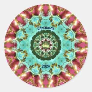 Adesivo Redondo AMY ~ NATMAS 2024 ~ WOW! Verde Vermelho Dourado