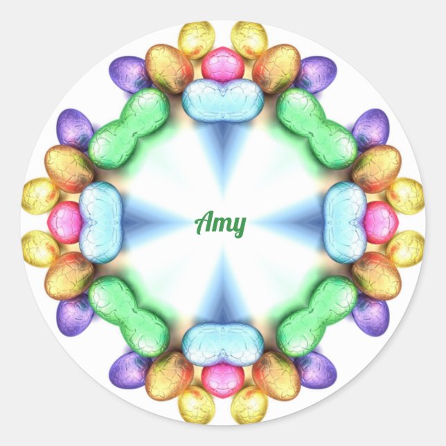 Adesivo Redondo AMY ~ PÁSCOA WOW! Ovos bonito para Páscoa (Frente)