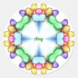 Adesivo Redondo AMY ~ PÁSCOA WOW! Ovos bonito para Páscoa