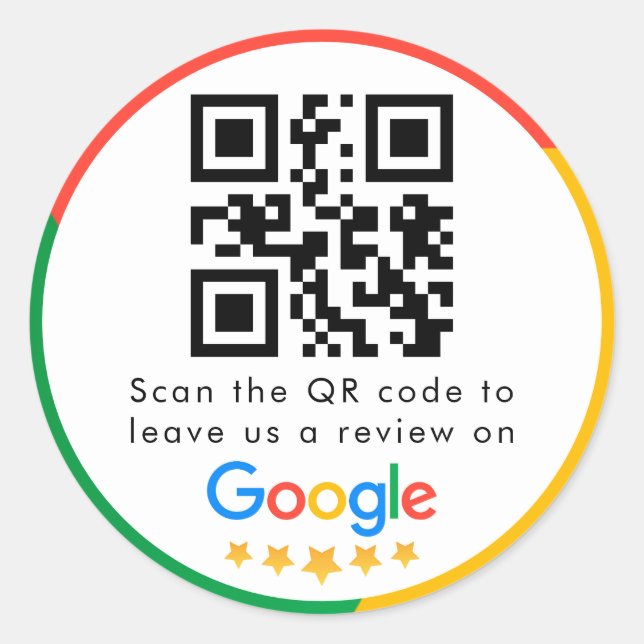 Adesivo Redondo Análises do Google | Business Review Link QR Code (Frente)