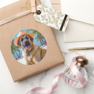 Adesivo Redondo Anatólia Shepherd on Beach, presente de verão para