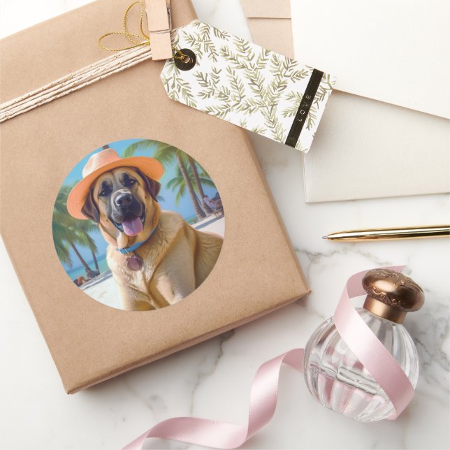 Adesivo Redondo Anatólia Shepherd on Beach, presente de verão para (Presentear)