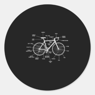 Adesivo Redondo Anatomia de bicicleta - partes engraçadas de bicic