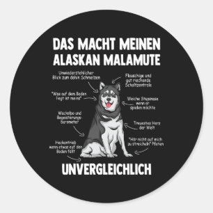 Adesivo Redondo Anatomia de Malamute no Cão do Alasca