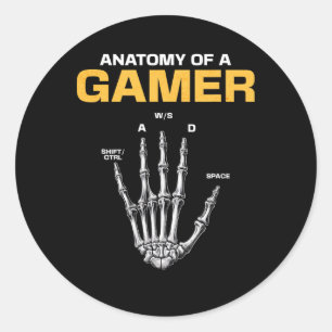 Adesivo Redondo Anatomia De Um Esqueleto De Jogador Mão Engraçado