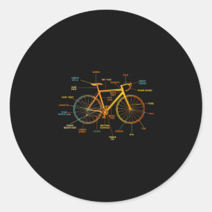 Adesivo Redondo Anatomia de uma bicicleta - peças de bicicleta 
