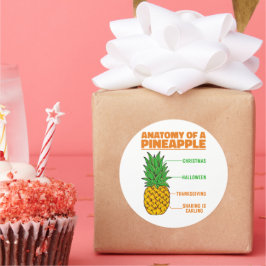 Adesivo Redondo Anatomia De Uma Família De Feriados De Abacaxi Leg