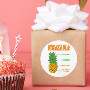 Adesivo Redondo Anatomia De Uma Família De Feriados De Abacaxi Leg