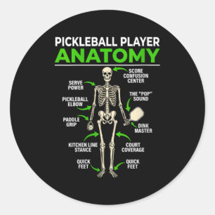 Adesivo Redondo anatomia engraçada de jogadora de pickleball femin
