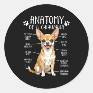 Adesivo Redondo Anatomia Engraçada de um Dono de Chihuahua P