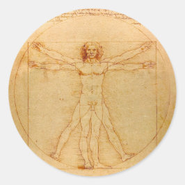 Adesivo Redondo Anatomia humana, Homem vitruviano por Leonardo da