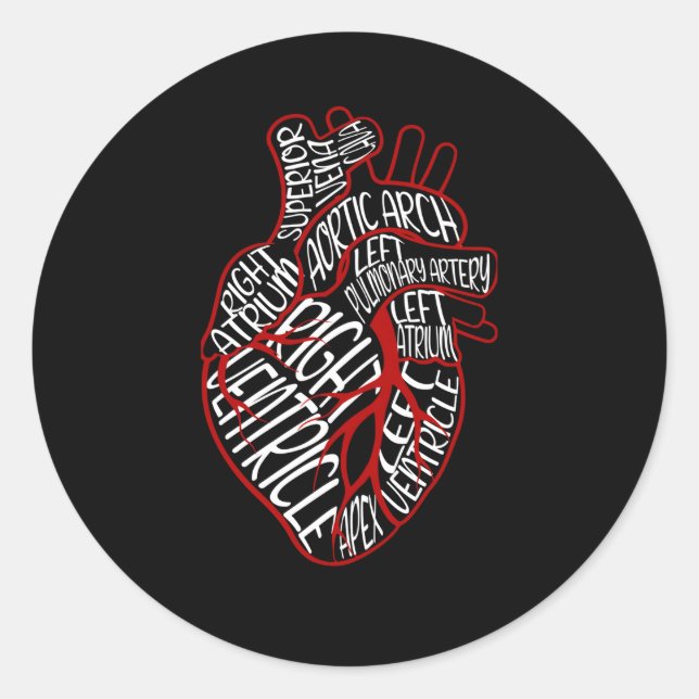 Adesivo Redondo Anatômico Ele Medicina Para Cardiologista (Frente)
