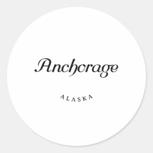 Adesivo Redondo Anchorage Alaska Black Font
