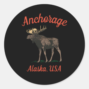 Adesivo Redondo Anchorage Alaska Moose