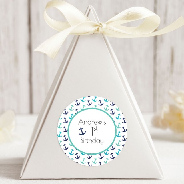 Adesivo Redondo Âncora Azul Náutica (Criador carregado)