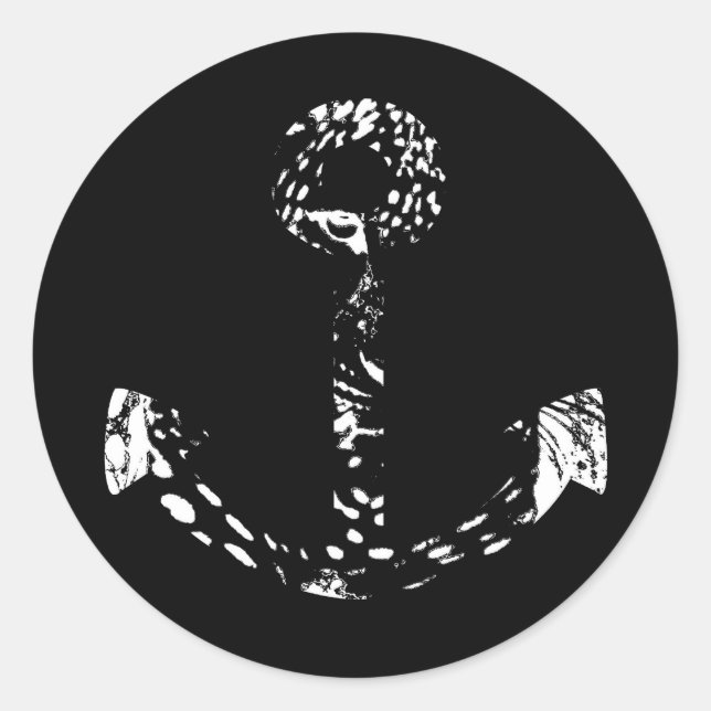 Adesivo Redondo Âncora branca e preta Artigo 2.o (Frente)