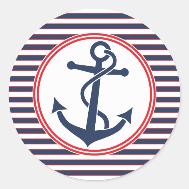 Adesivo Redondo Âncora com faixas (Frente)