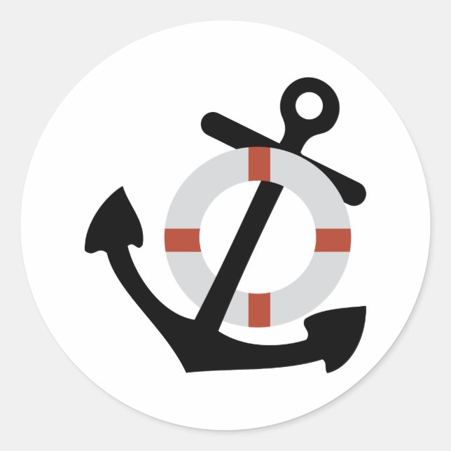 Adesivo Redondo âncora e salva-vidas (Frente)
