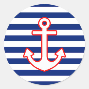 Adesivo Redondo Âncora náutica do estilo em listras