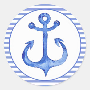 Adesivo Redondo Âncora Náutica - Marinho Azul Striping