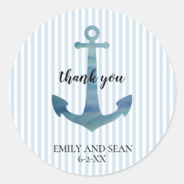 Adesivo Redondo Âncora Náutica Obrigado