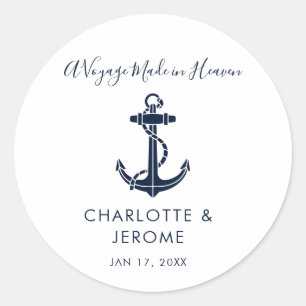 Adesivo Redondo Âncora Náutica Personalizada para Casamento