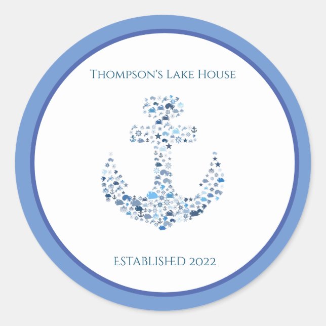 Adesivo Redondo Âncora Náutica Personalizada Temida (Frente)