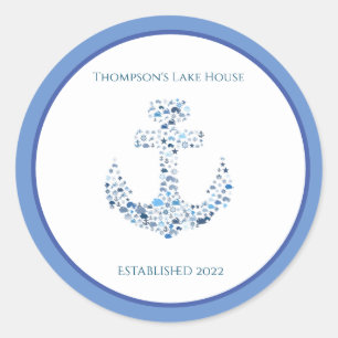 Adesivo Redondo Âncora Náutica Personalizada Temida