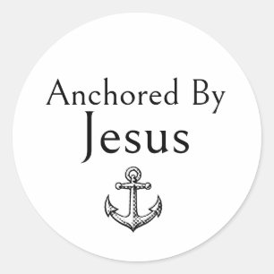 Adesivo Redondo Ancorado Por Jesus, Simples Minimalista Moderno, E